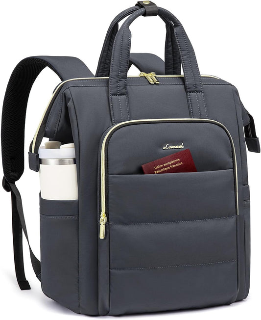 LOVEVOOK Laptop Backpack Women 15.6 inch,Lightweight Puffer Travel Backpack for Women,Quilted Laptop Bag Computer Work Teacher Nurse Backpack,Womens Backpack Purse for College Business,Dark Grey