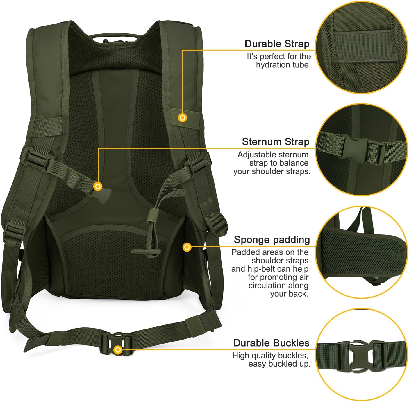 Mardingtop Tactical Molle Backpack for Men- 28L EDC Hiking & Motorcycle Backpack