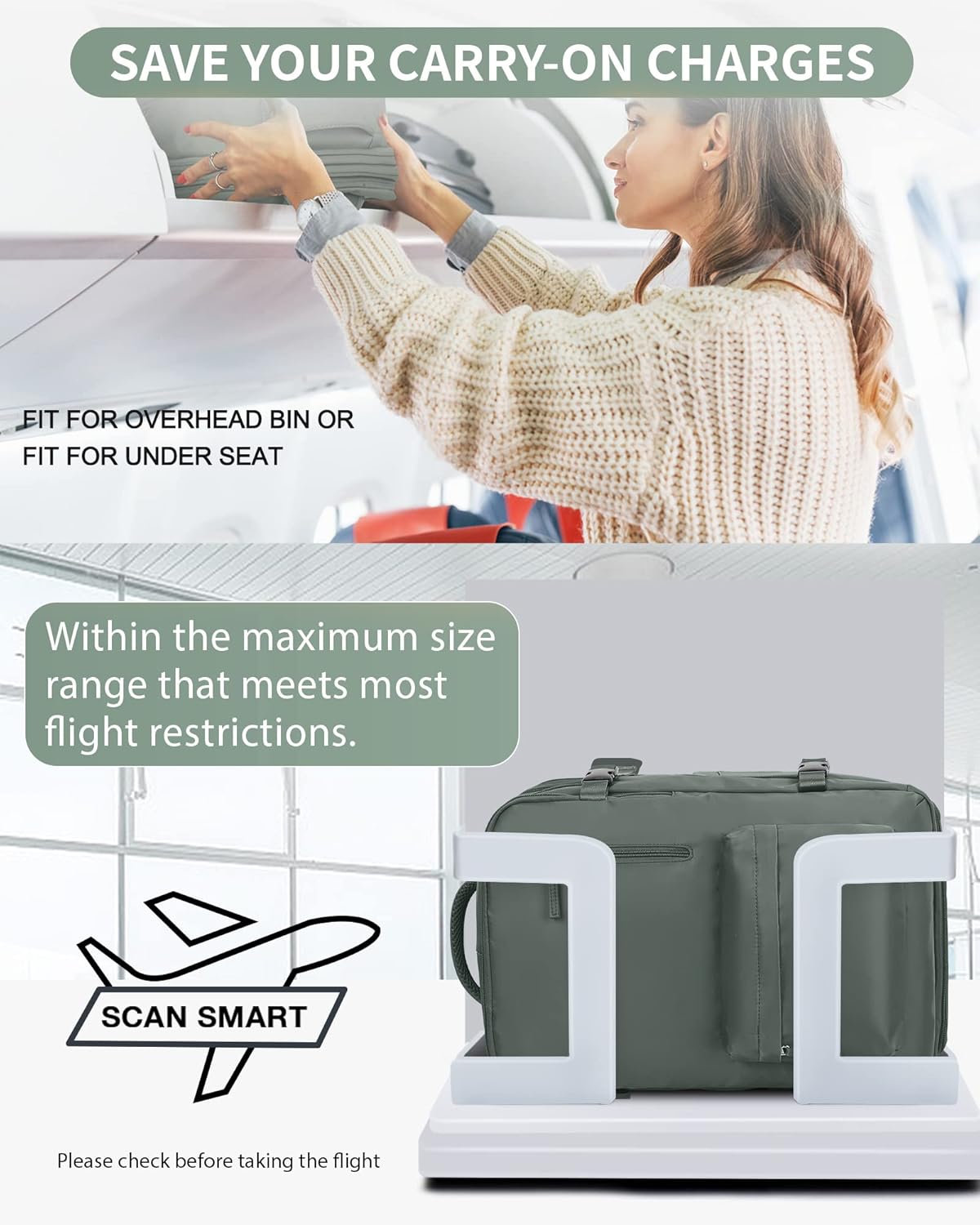 WONHOX Large Travel Backpack Carry on Flight Approved Laptop Work Business Backpack for Women Men