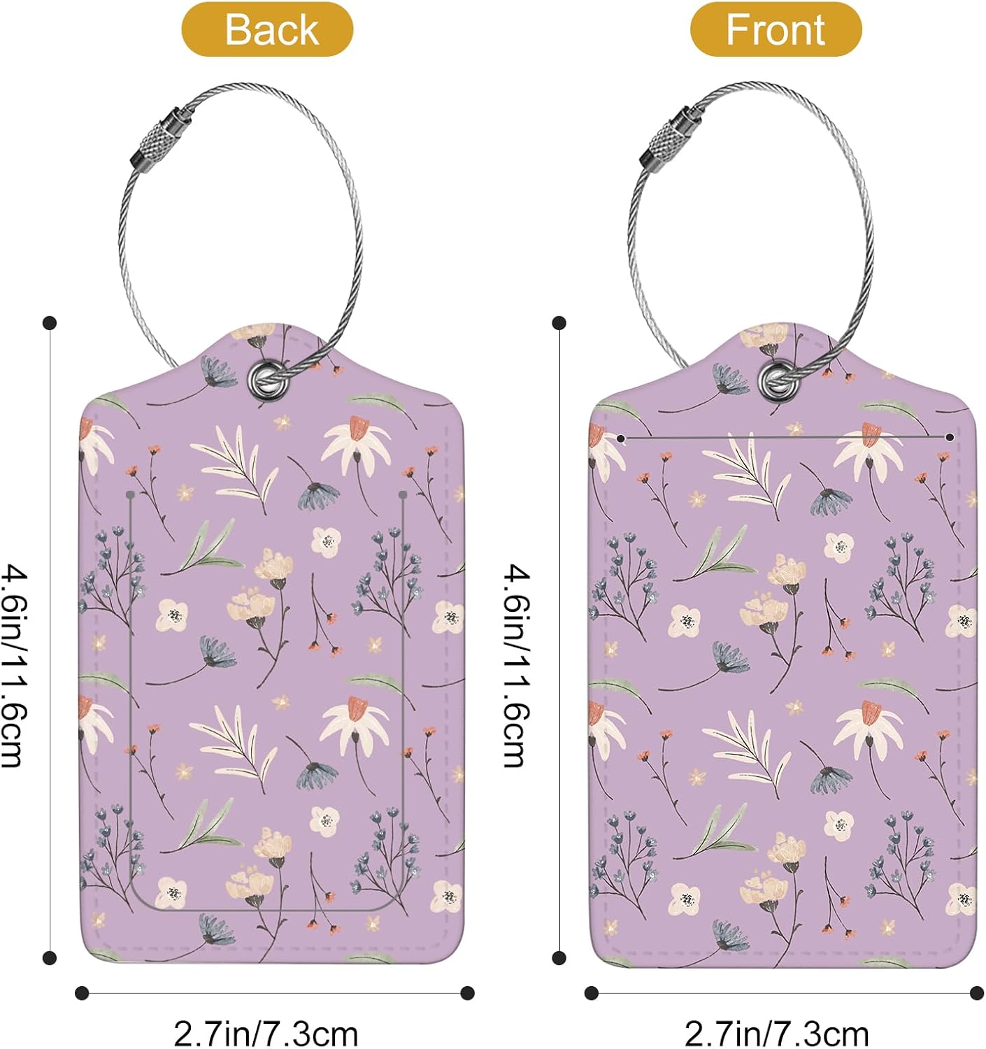 2Pack Luggage Tags for Suitcases, Cute Unique Pu Leather Cruise Luggage Tag with Privacy Cover ID Label Address Card and Metal Ring Suitable for Women Men Kids Travel Bag Purple Crush