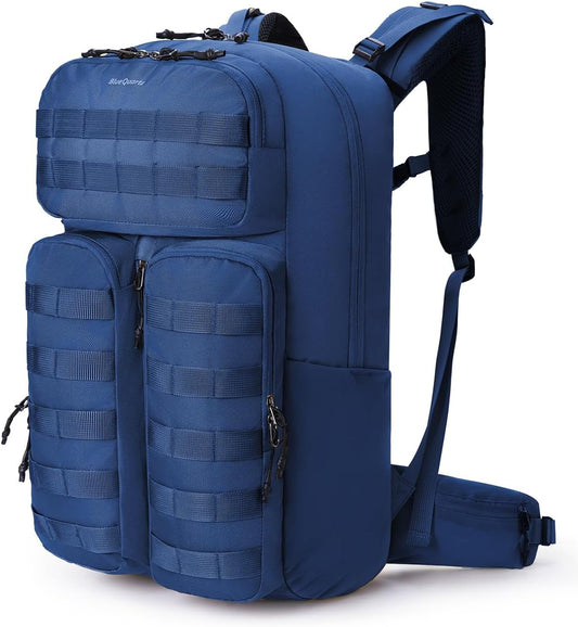 Blue Quartz 40L Military Tactical Backpack, Internal Frame Hiking Backpack with Molle System for Hiking Camping Backpacking Travelling Climbing Rucksack Daypack for Men Women