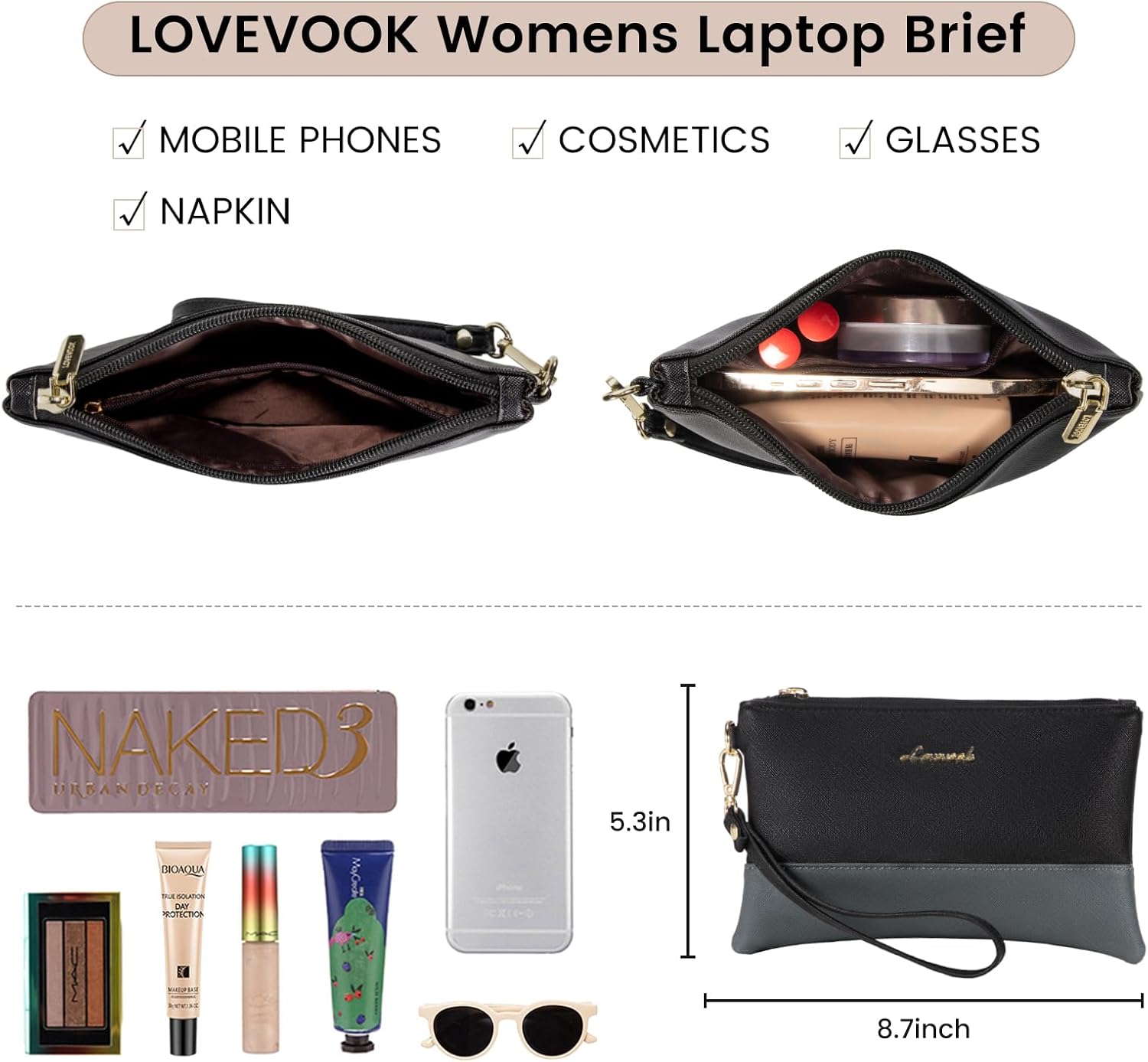 LOVEVOOK Laptop Tote for Women - 15.6 Inch Professional Leather Computer Briefcase - Waterproof