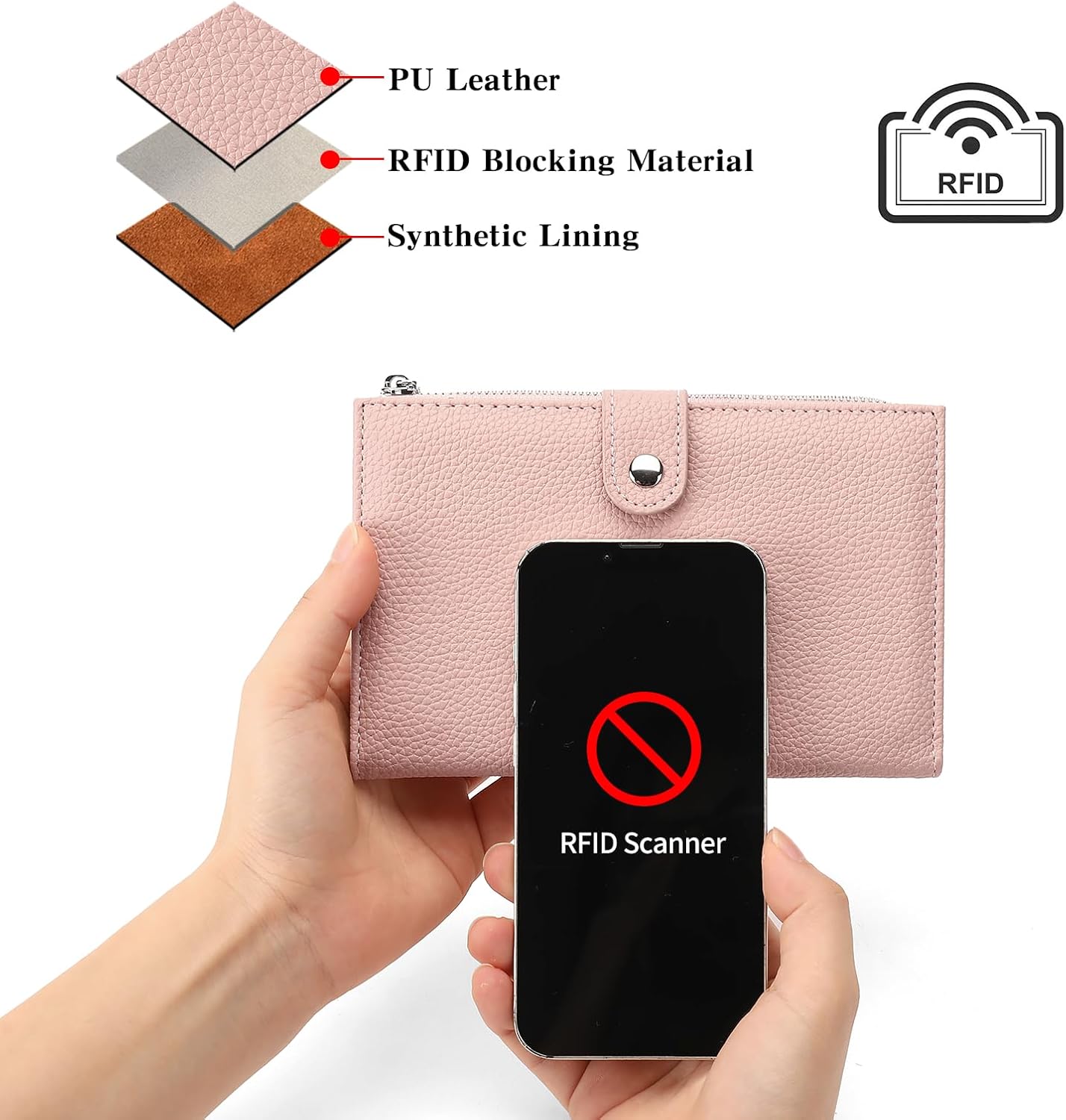 Passport Holder for Women Leather Passport Wallet for Travel RFID Blocking Passport Wallet Credit Card Holder with Zipper Pocket