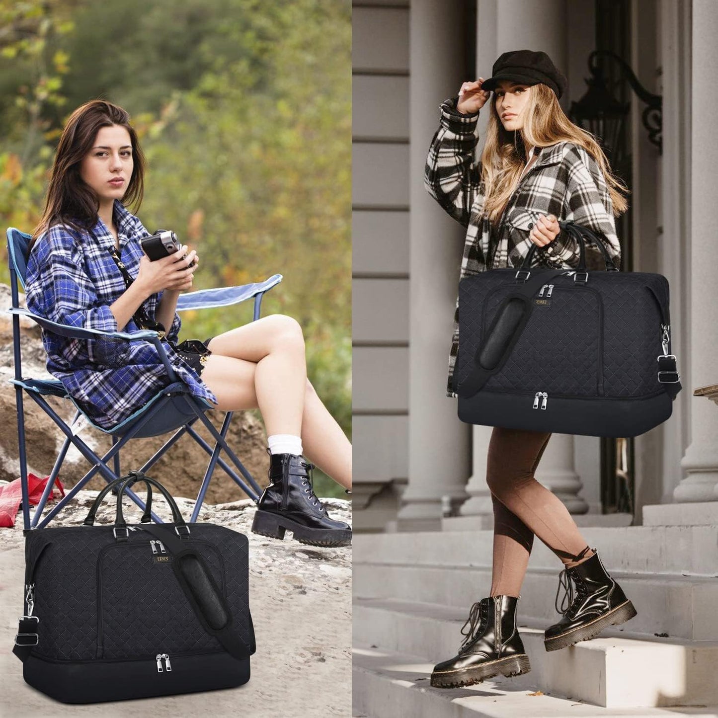 Travel Weekender Bag for Women, Overnight Bag with Shoe Compartment Oversized Travel Duffel Bag Carry On Tote 21"