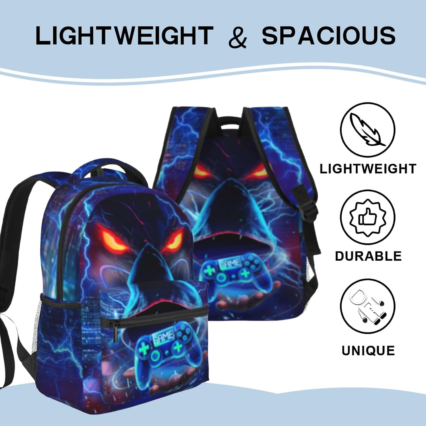 Boys Backpack for Kids School Game Boy Backpacks for Children Teens Elementary Middle School Boys Backpacks Ages 8-16 Gaming Waterproof Lightweight Backpack