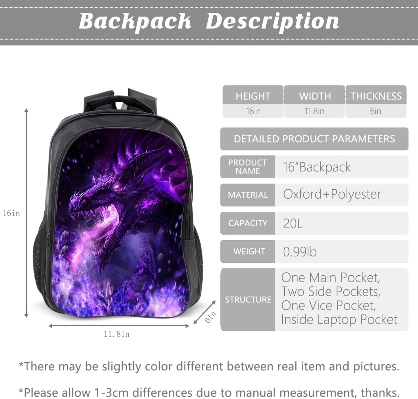 Kids Backpack School Bookbag 16inch Schoolbag With Lunch Box Bag And Pencil Case Set For Boys Girls
