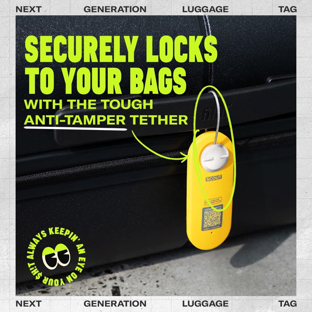 Knog Scout iOS Twin Pack Smart Tag, Tracker & 85dB Alarm – Rechargeable Luggage Tag Compatible with iOS App & Apple Find My, Digital Contact Info, Remote Chime, Water-Resistant, Blue/Green
