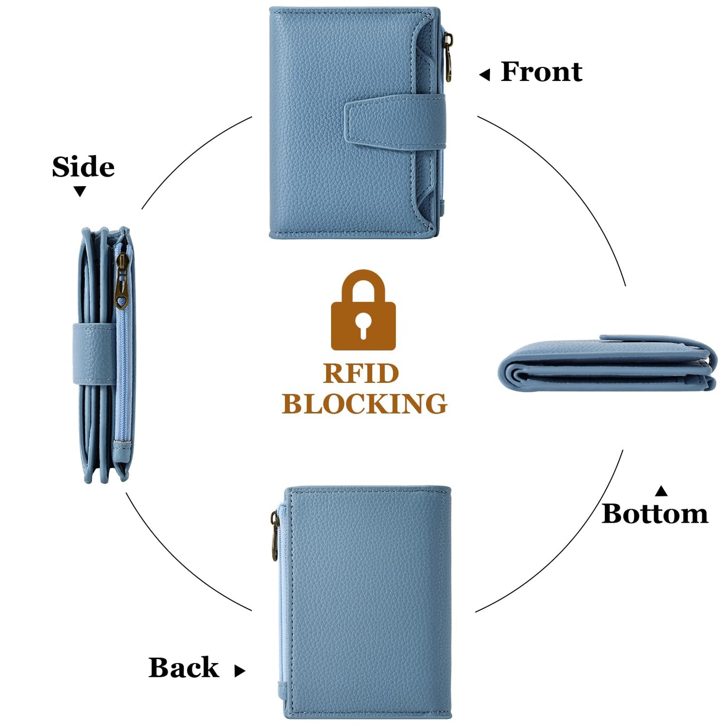 Airkit Small Wallet Women RFID Blocking Soft Leather Bifold Compact Card Holder Wallet for Women