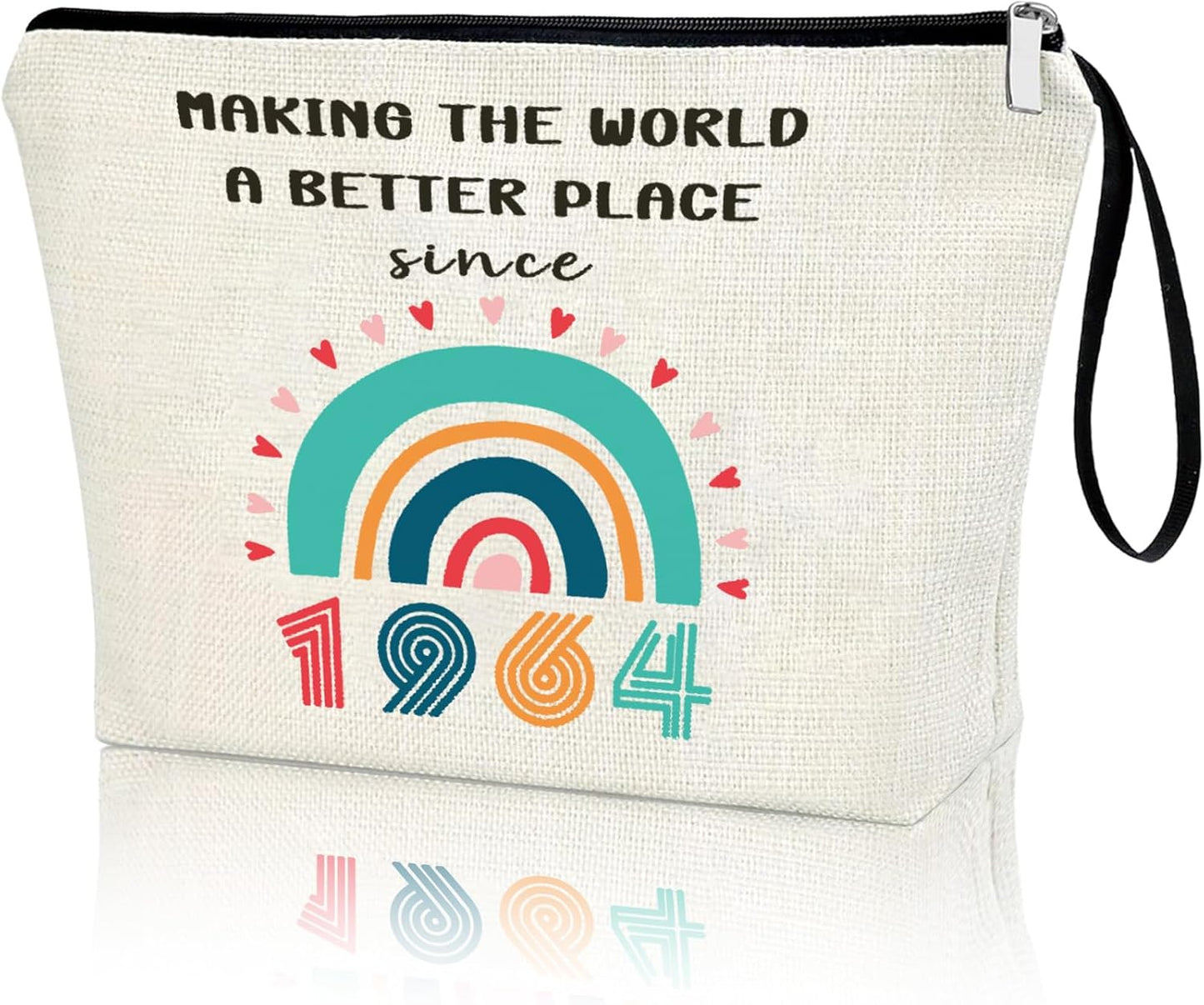 Funny 61st Birthday Gift for Women 1964 Year Gifts Idea Makeup Bag 61-Year-Old Gifts for Grandma Wife Aunt Friend Cosmetic Bag Organizer Zipper Pouch Gift for Retirement Anniversary