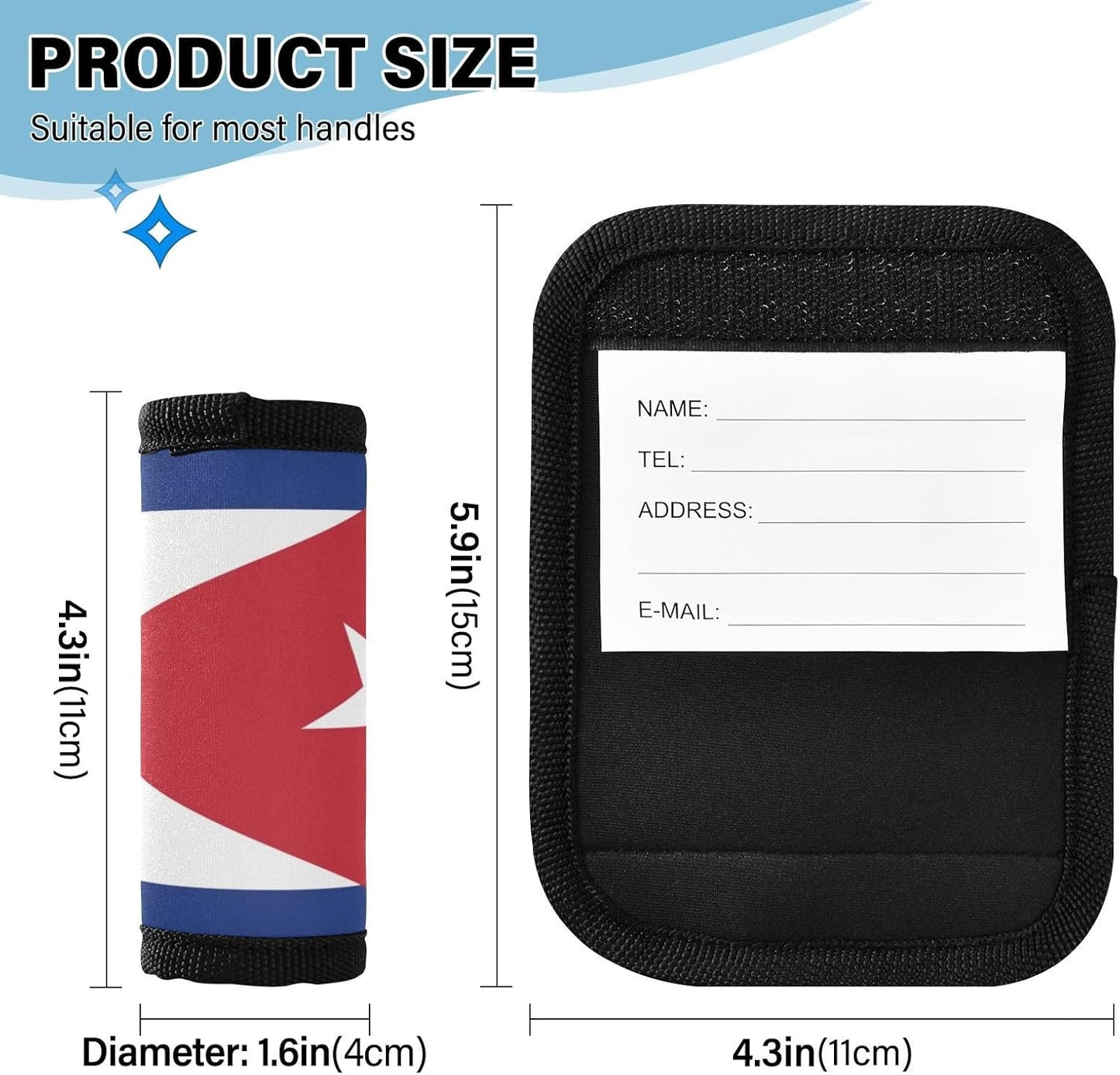 Cuba Flag 2 Pack Luggage Handle Wrap for Suitcase Luggage Identifier Travel Tags Handle Protection Sleeve Cover