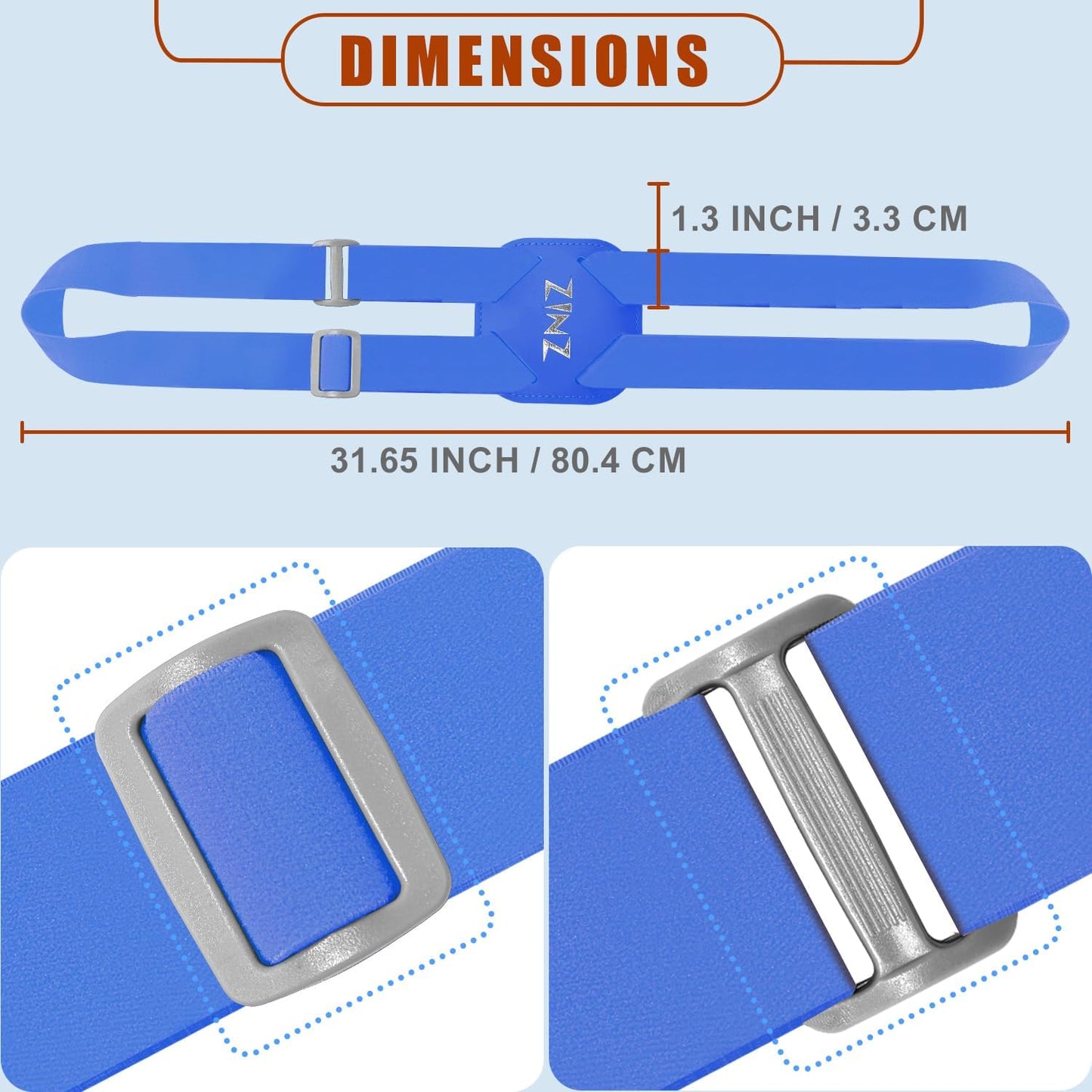 ZINZ Luggage Strap, High Elastic Suitcase Belt Adjustable Bag Bungees for Easier Travel，Blue