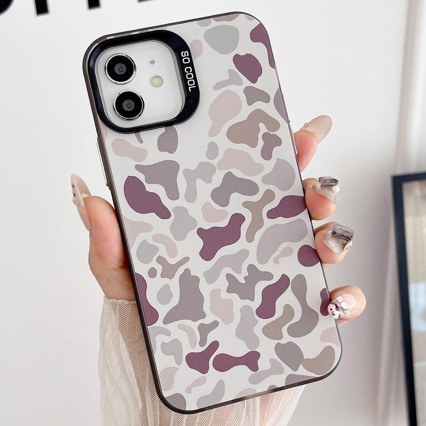 for iPhone 11 Case, Vintage Camo Pattern Design for Men Boys Teens, Cool Camouflage Shockproof Protective Cover for Girls Women - Black