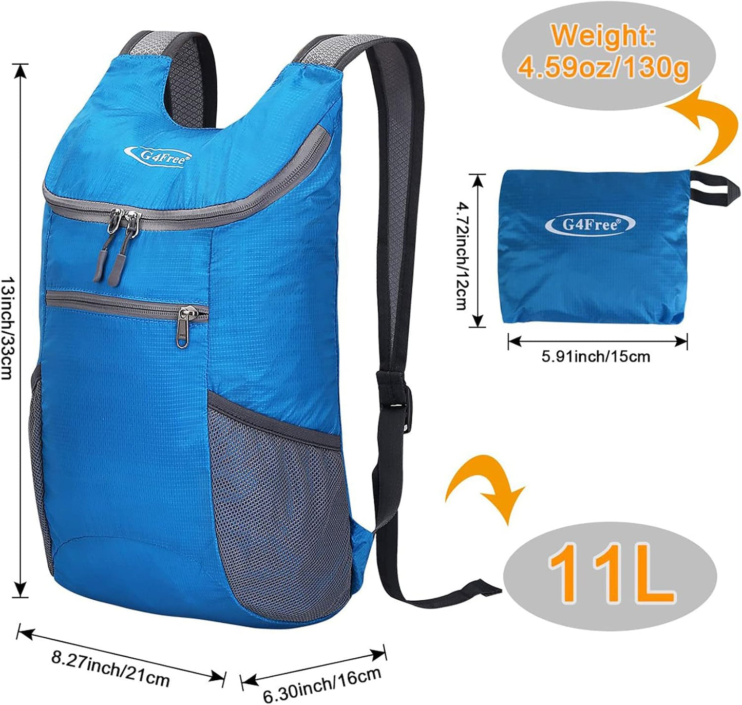 G4Free Lightweight Packable Hiking Backpack for Men Women Small Hiking Daypacks Foldable Shoulder
