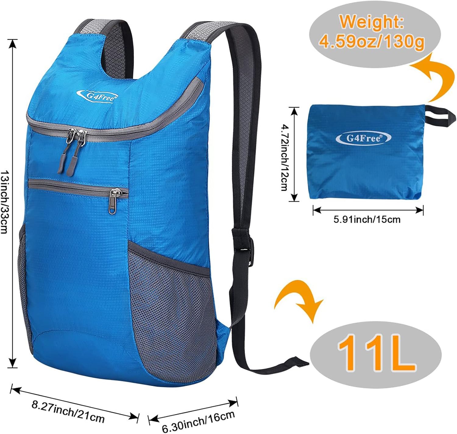 G4Free Lightweight Packable Hiking Backpack for Men Women Small Hiking Daypacks Foldable Shoulder