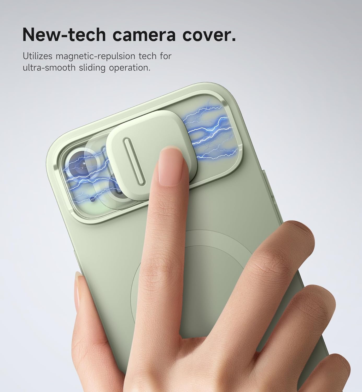 SURITCH for iPhone 14 Plus/15 Plus Case with Magnetic Camera Slide Cover and Adjustable Kickstand