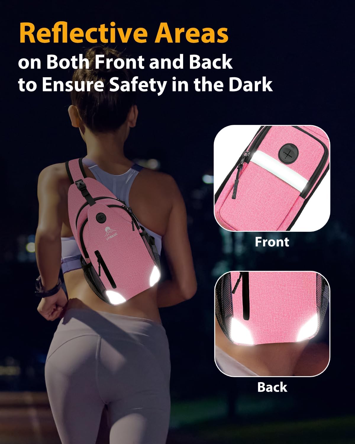 Sling Bag, Crossbody Bag for Men, Cross Body Hiking Backpack, Travel Daypack, Chest Pack with Chest Phone Holder