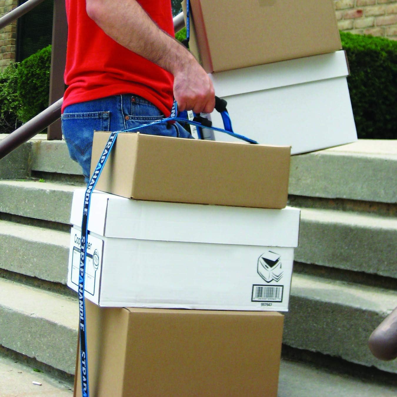 8’ Carry Strap with Handle | 2-Pack | Adjustable Belt | Easy, Safe, Secure, Lifting, Moving, Carrying Heavy Boxes, Groceries | Best Luggage Strap (Strap-A-Handle 2 Pack - 8ft. Length, 40lb. Capacity)