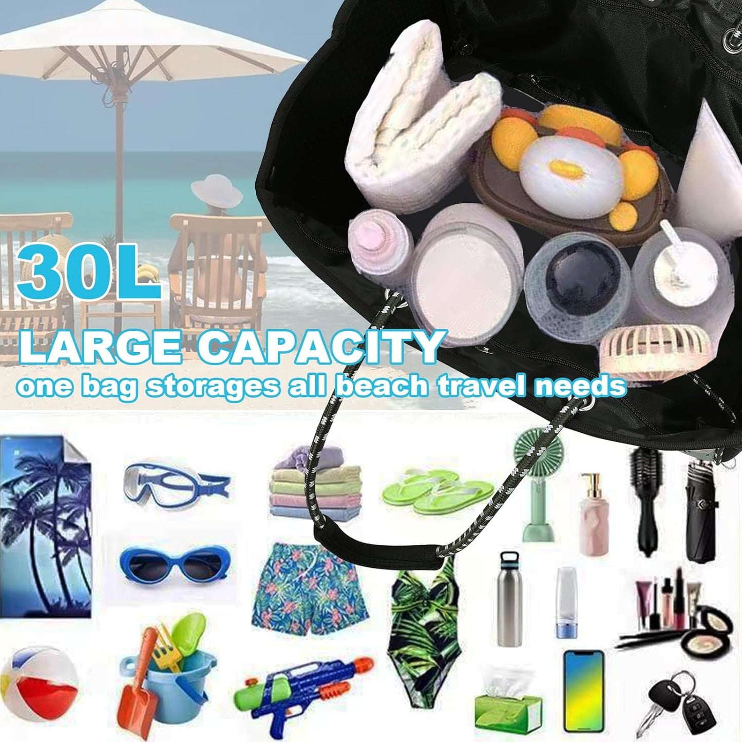 SUMARPO Neoprene Tote Bag, Large Multipurpose Beach Bag, Women Shoulder Bag for Shopping, Beach, Gym, Travel