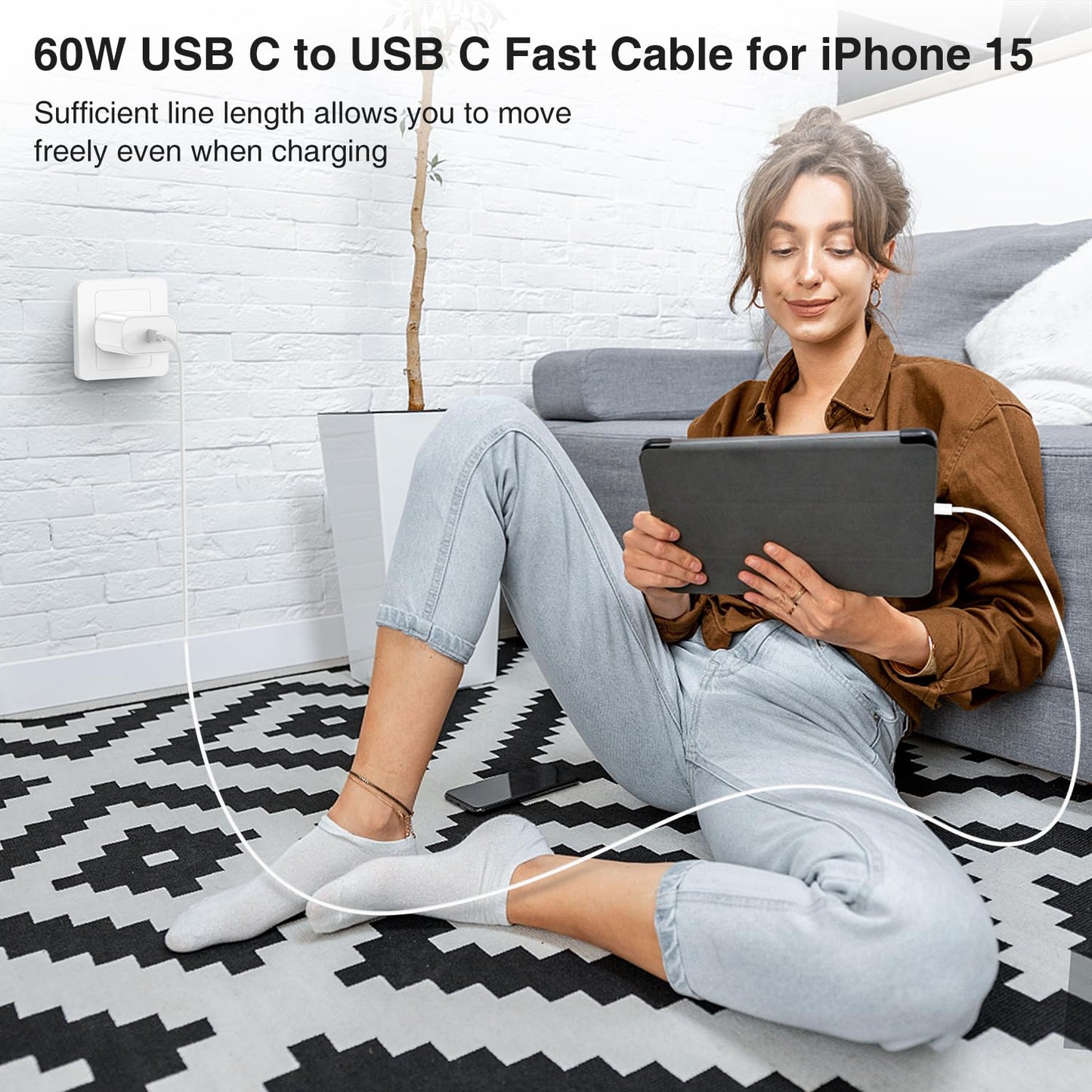 iPhone 17 16 15 Charger Block and 10ft Type C to C Cable Cord Long, 20W USB C Fast Charging Plug for Apple iPhone 17 Pro Max/17 Air/16 Pro Max/16 Plus/15 Pro/15/AirPods/iPad/Mini Wall Cube Brick Box