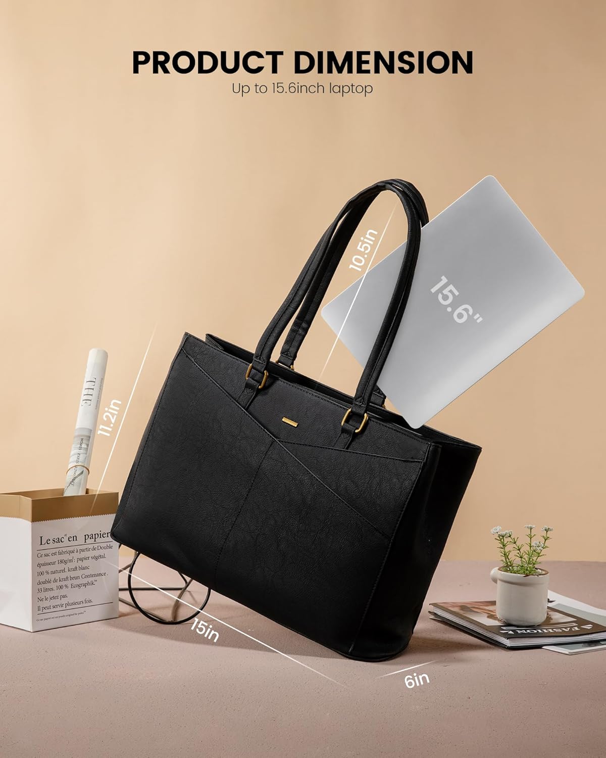 LOVEVOOK Laptop Bag for Women,15.6 Inch Laptop Tote Bag for Women,Vintage Leather Work Tote Bags Computer Teacher Bag,Waterproof Business Office Briefcase