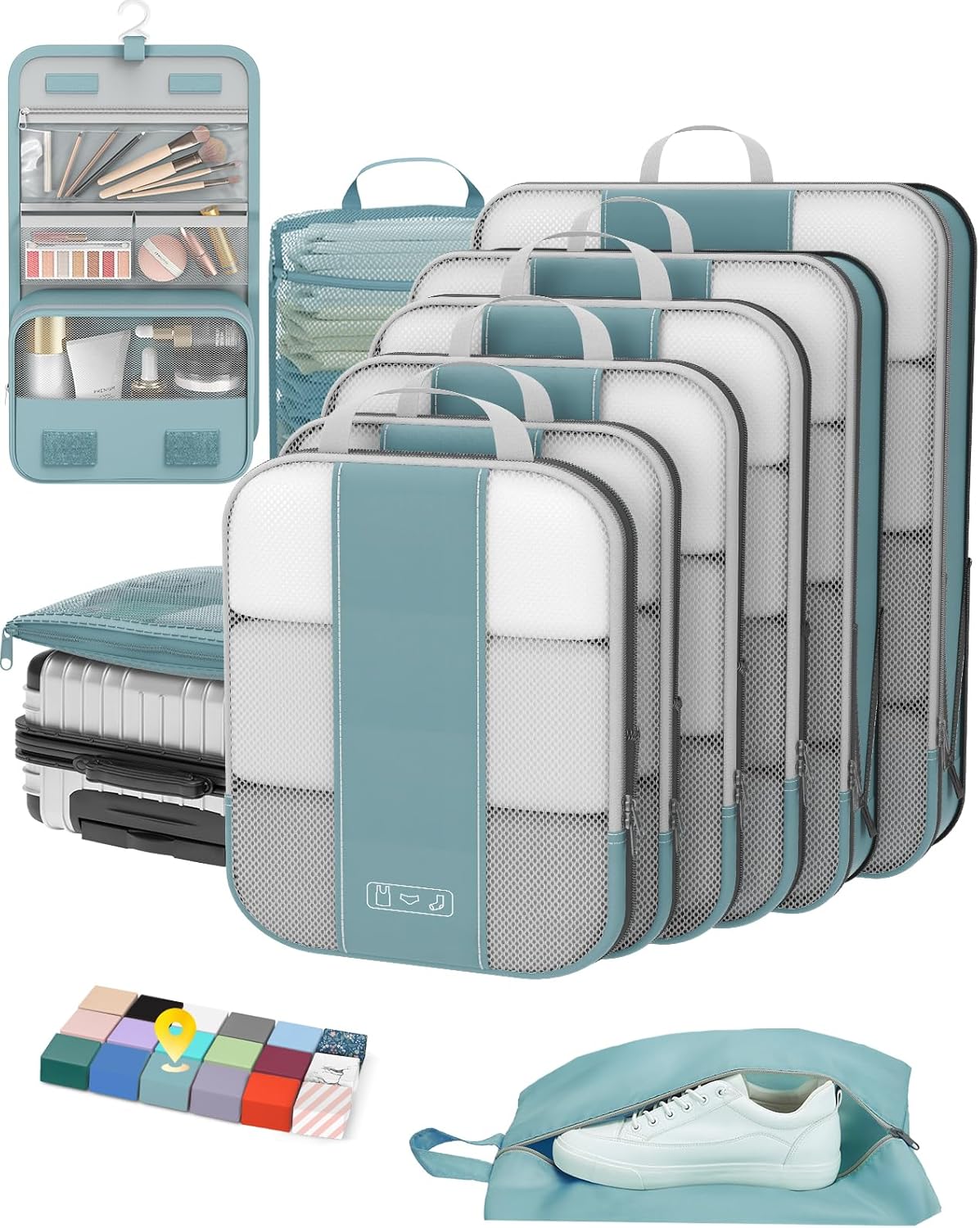 10 Set Compression Packing Cubes for Travel Essentials,Compressible Expandable Packing Cubes for
