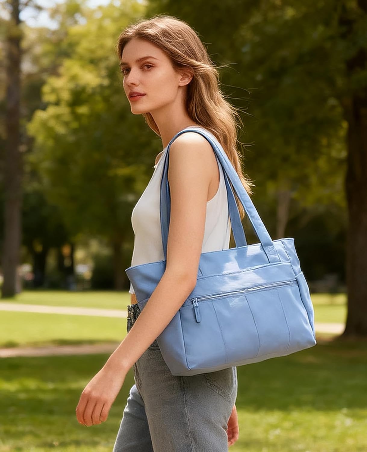 Tote Bag for Women Shoulder Bag Work Bags with Zipper Lightweight Handbags for Travel,Work,School