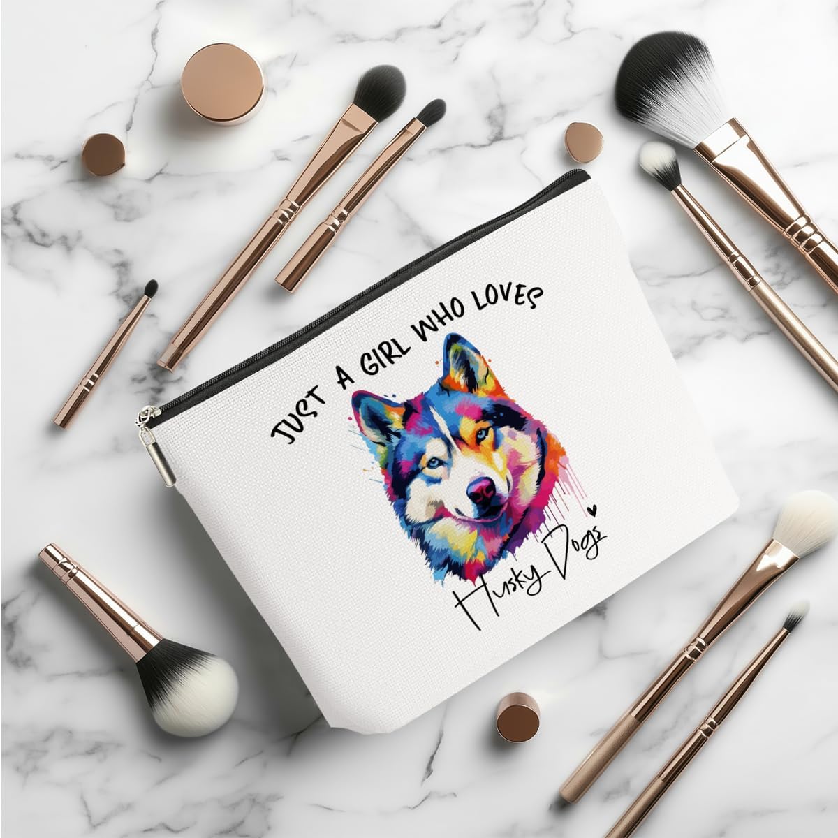 Husky Gifts Makeup Bag Husky Lovers Cosmetic Bag Travel Organizer Bags Makeup Pouch, Christmas Birthday Friendship Animal Lovers Gifts for Women Girls Sisters