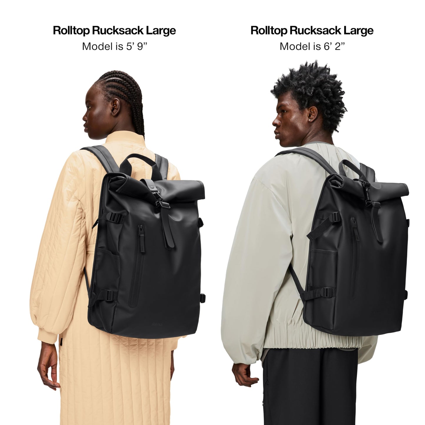 RAINS Rolltop Rucksack Large Waterproof Laptop Backpack for Men, Commuter