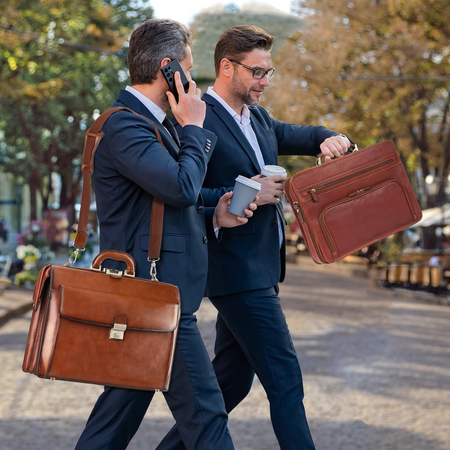 Banuce Vintage Leather Briefcase for Men 15.6 Inch Legal Attorney Lawyer Briefcase Doctor Bag for Work Business with Lock