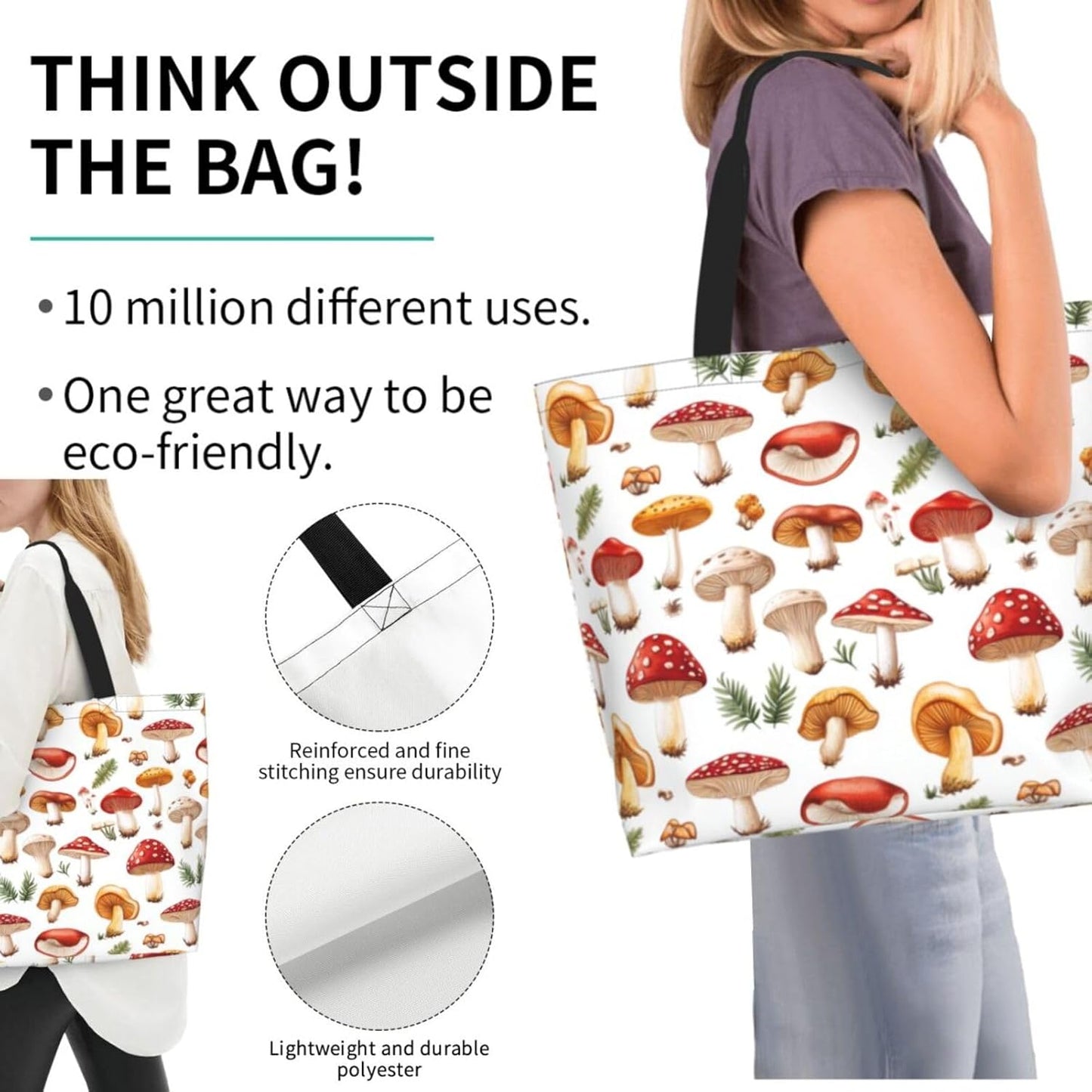 Tote Bag Beach Bag for Women Reusable Grocery Large Shopping Shoulder Bag Travel Handbag