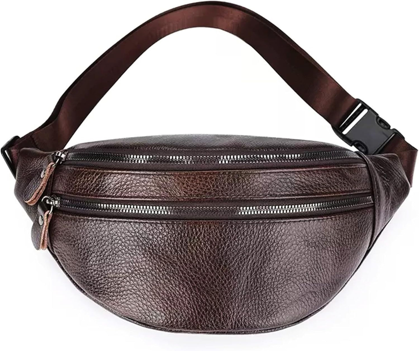 Genuine Leather Waist Bag, Outdoor Travel Waist Pack, Cowhide Leather Fanny Pack with Adjustable