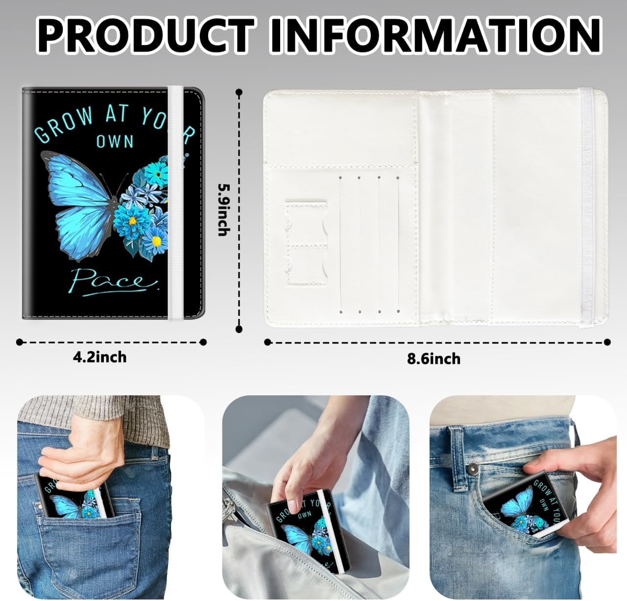 Passport Holder for Travel, Cute Passport Cover for Women Men, Waterproof PU Leather Rfid Blocking Passport Wallet with Credit Card Case for Travel Family, Boys Girls Travel Essentials