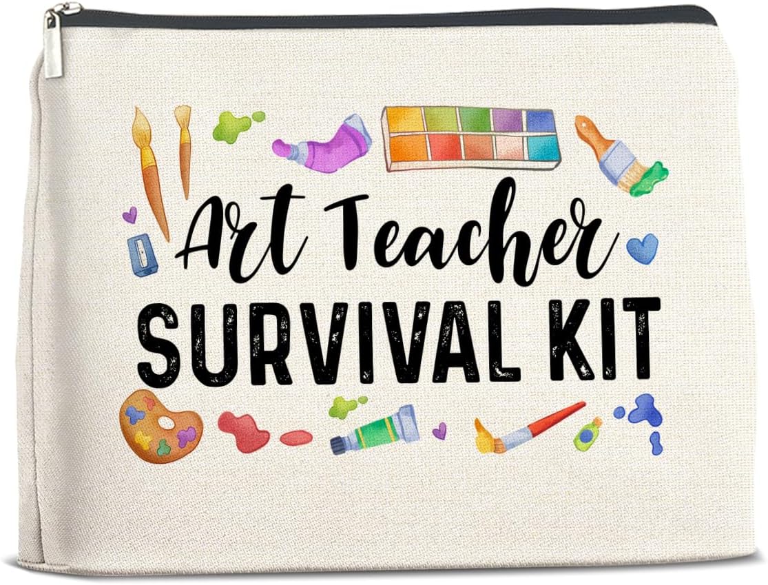Art Teacher Gifts Makeup Bag Thank You Gifts for Art Teacher Survival Kit Zipper Makeup Pouch