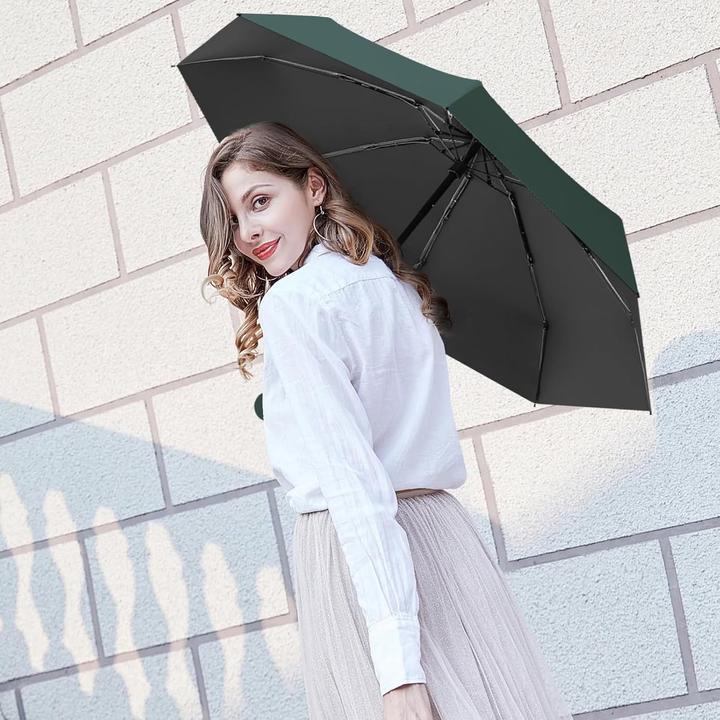Travel Mini Folding Compact Umbrella with Case, 8 Ribs Lightweight Portable, Small Sun & Rain Pocket Umbrella for Girls and Women