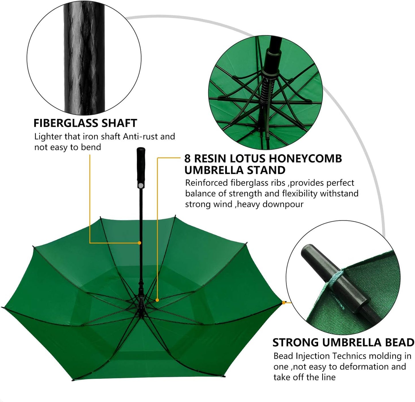 Golf Umbrella Large 58/62/68 Inch Automatic Open Golf Umbrella Extra Large Oversize Double Canopy Vented Umbrella Windproof Waterproof for Men and Women