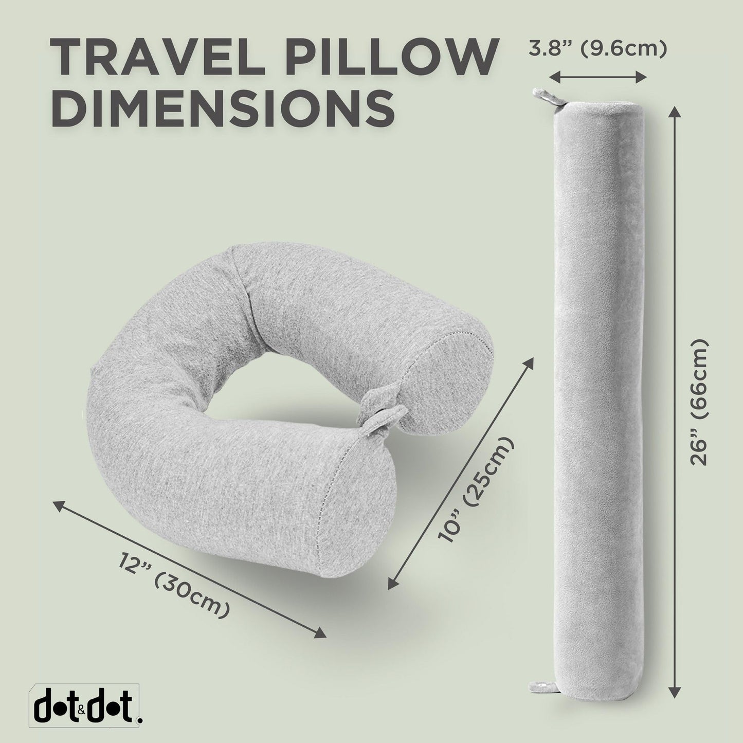Dot&Dot Twist Memory Foam Travel Pillow, Bendable Neck Pillow for Airplane, Car and Home, 26-Inch