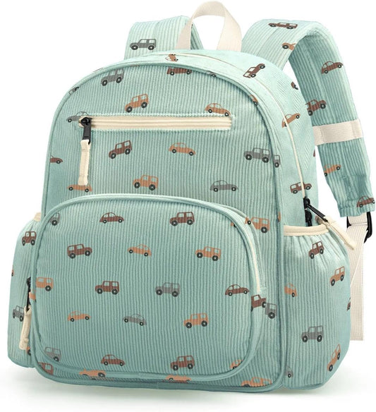 Corduroy Toddler Backpack for Boys 2-5, Cute Kids Backpacks Boys - Preschool Kindergarten Backpack 13.7" H Fit Folder