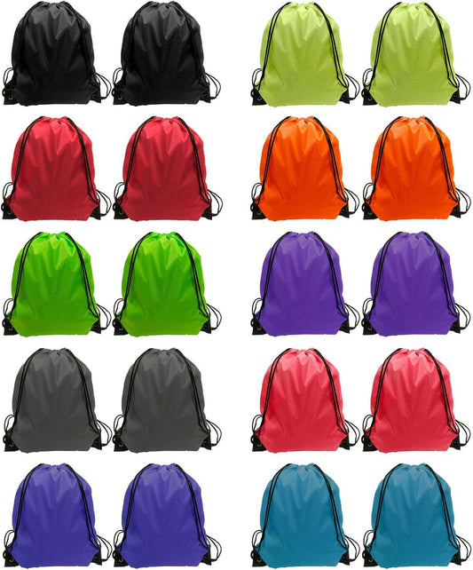 GoodtoU Drawstring Backpack Cinch Bag Drawstring Bags Bulk Draw String Sport Nylon Bag 10 Color (10 Color, 20PCS)