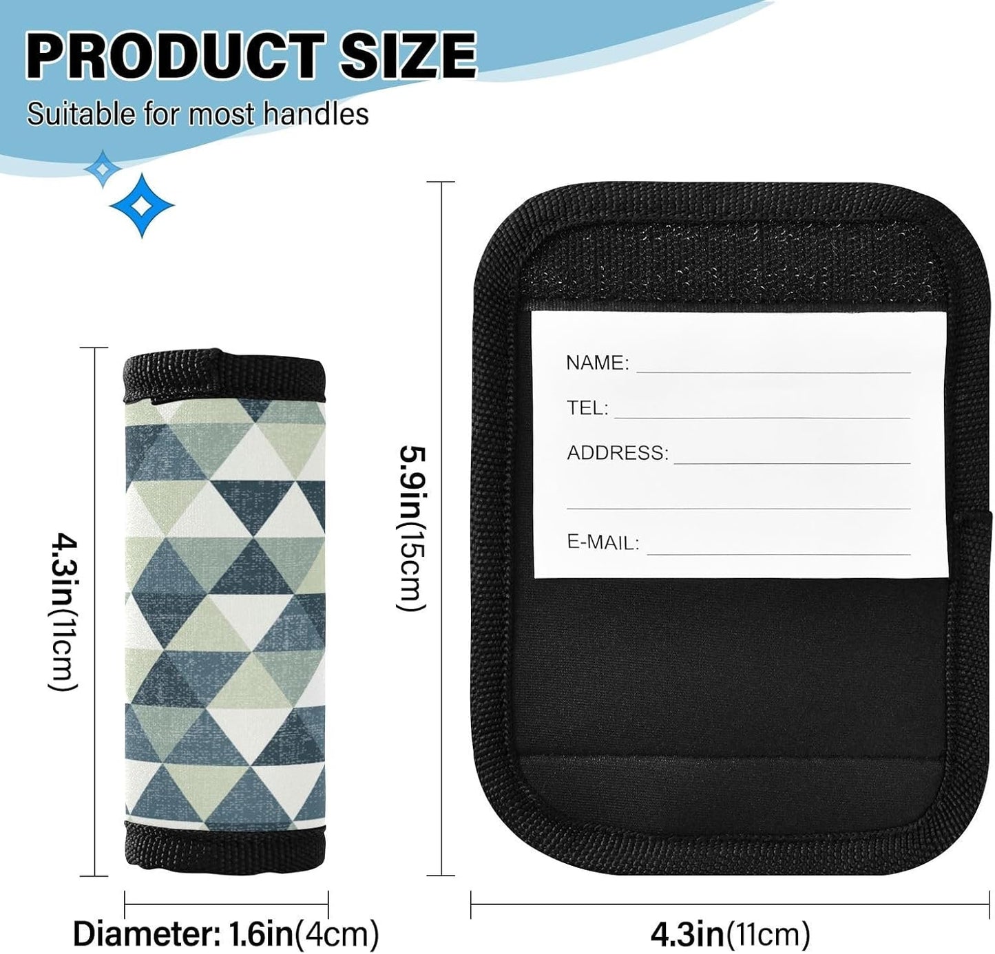 Green Triangle 2 Pack Luggage Handle Wraps Covers for Suitcase Identifiers Bag Tags Travel Accessories