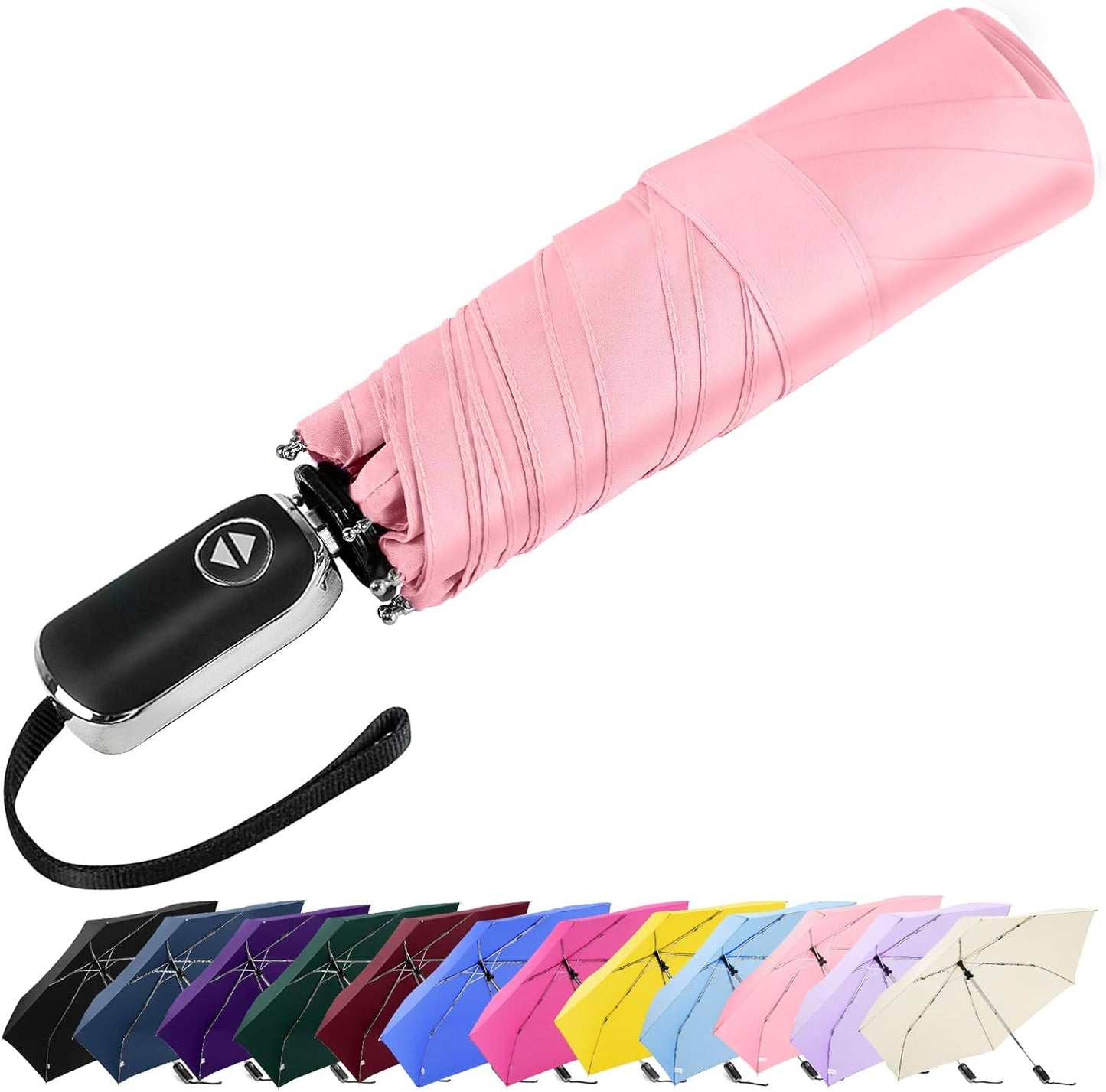 Lejorain Mini Umbrella for Travel Automatic - Folding Compact Flat Umbrella Lightweight Strong Portable Umbrellas for Rain Adults