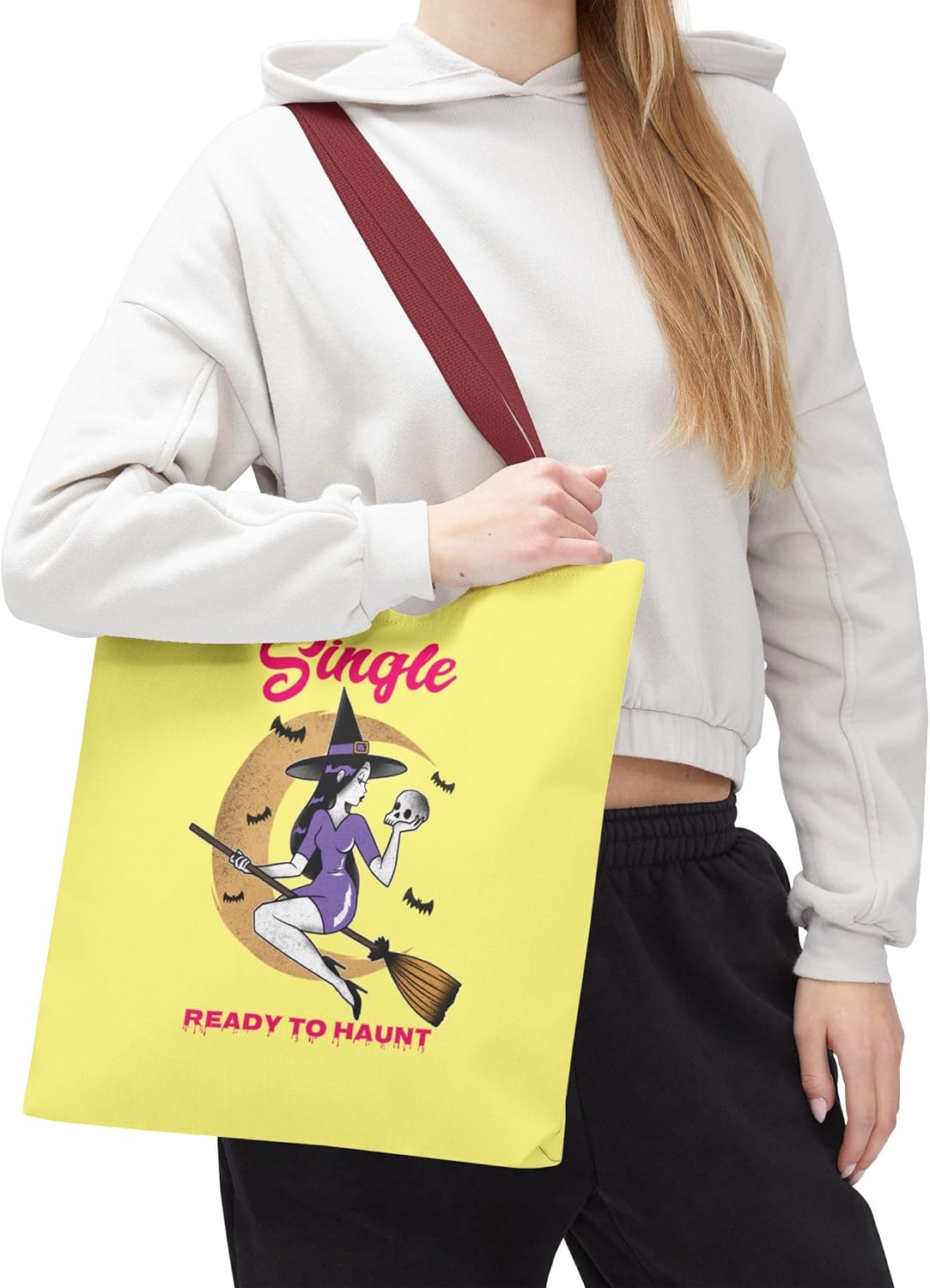 Single and Ready to Haunt Tote Bag, Halloween Tote for Singles, Witchy Accessories, Breakup Gift for Her, Fall Vibe Tote
