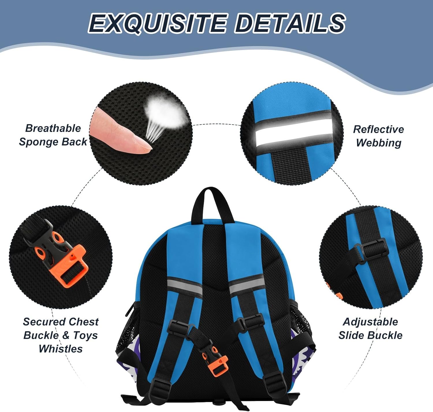 Toddler Backpack Small Preschool Kindergarten Kids Backpacks Monster Blue Bookbag for School