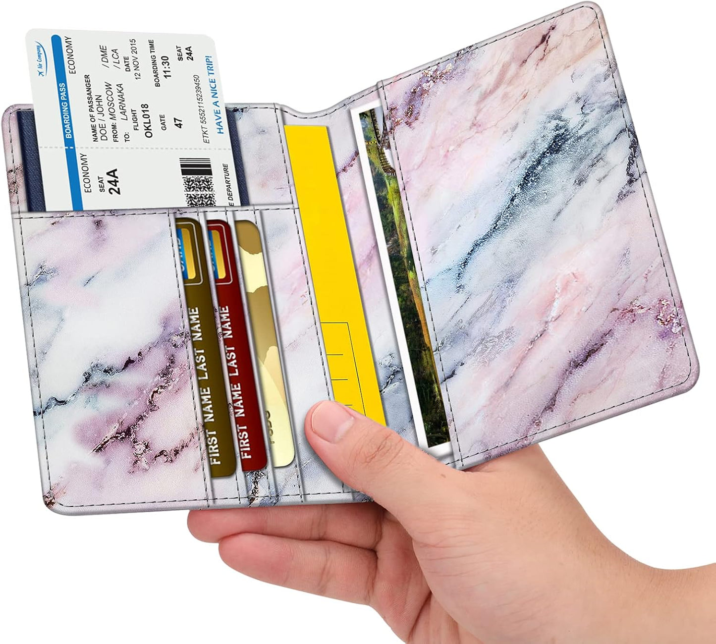 FINTIE Passport Holder, Slim Travel Wallet RFID Blocking Card Case Cover Passport Cover Protector Essentials with Credit Card Slots for Women/Men