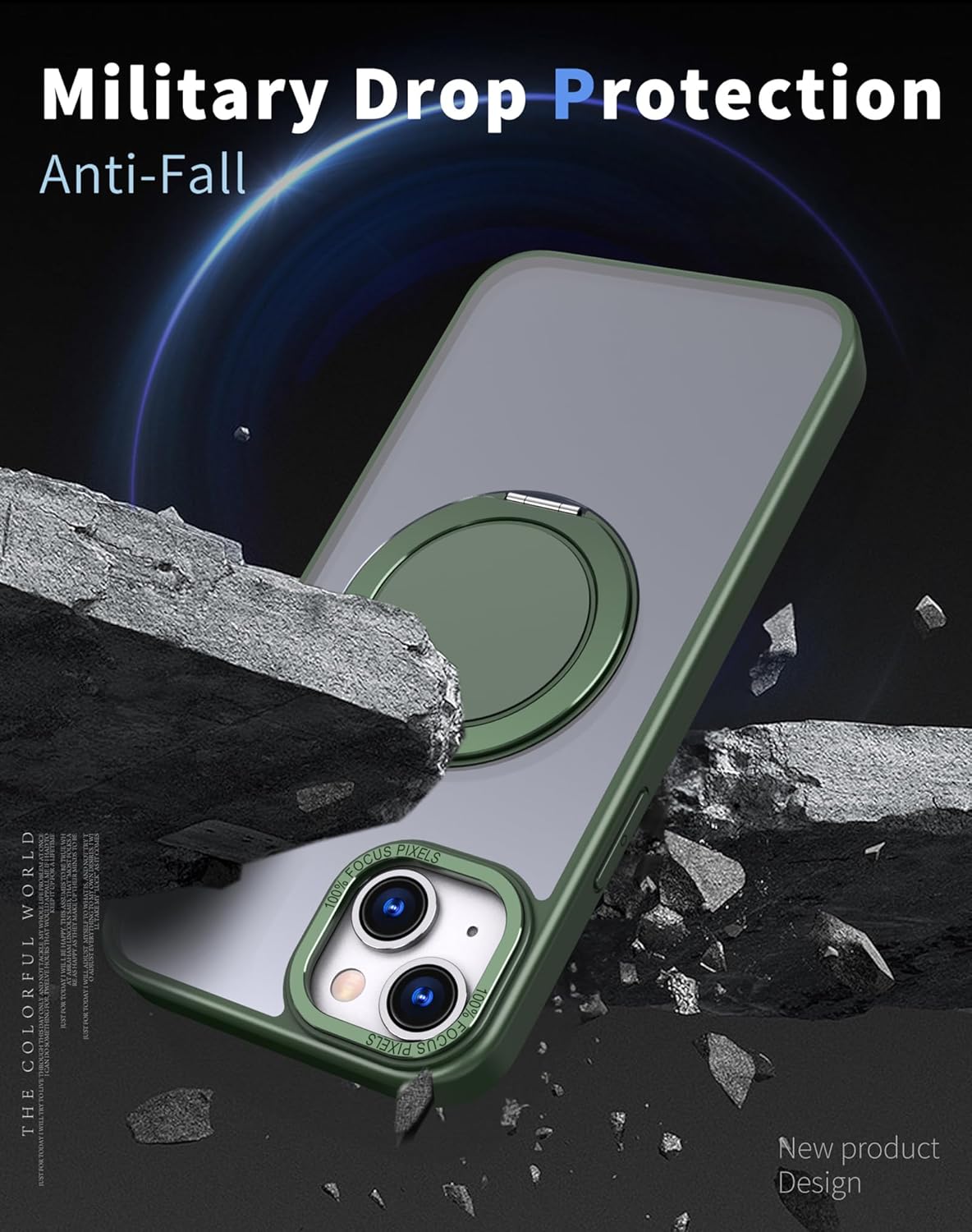 Magnetic Stand Case for iPhone 15 [with 2 Tempered Glass Film] [360° Rotation Magnetic Stand] [Compatible with Magsafe] Military-Grade Drop Protection Case, Green