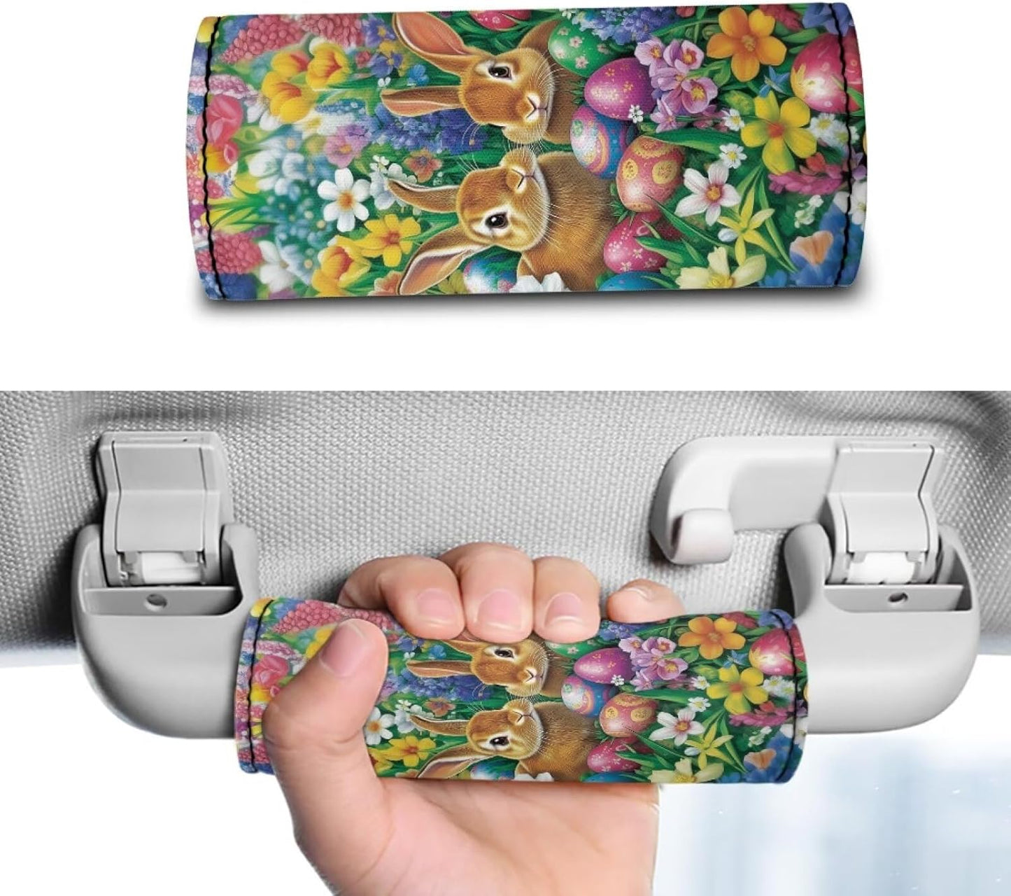 Rabbit Luggage Handle Wraps for Suitcase Egg Travel Accessories Set Handle Cover for Women Girls Luggage ID Tags Door Protector Grip Glove Easter Decor