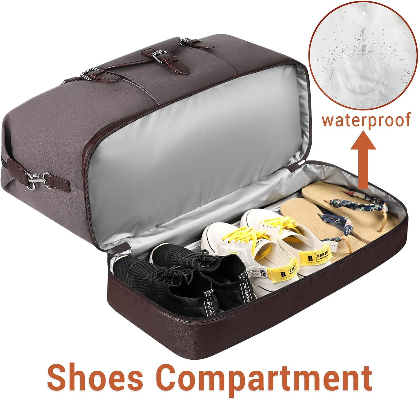 Weekender Bag for Women, Large Overnight Bag Canvas Travel Duffel Bag Carry On Tote with Shoe Compartment 21" 3Pcs Set