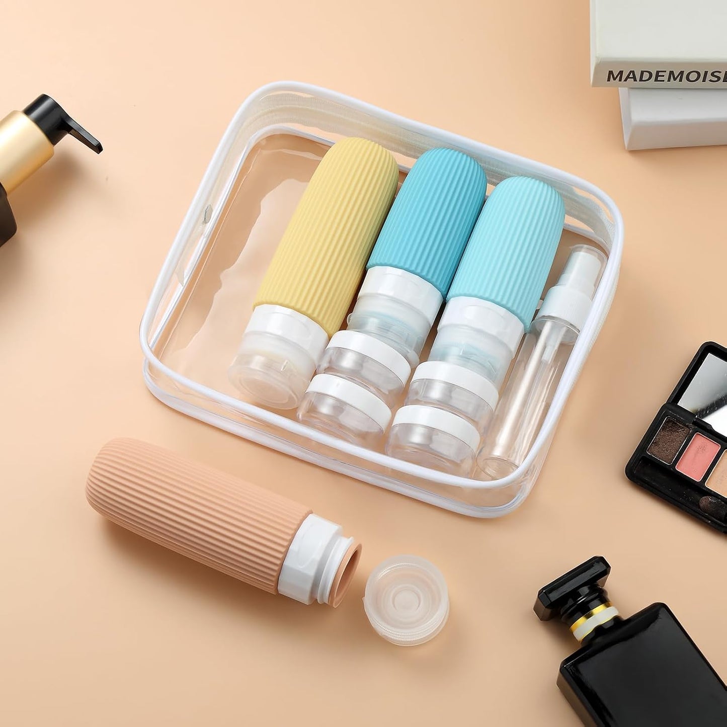 16 Pack Travel Bottles Set, TSA Approved Leak Proof Silicone Squeezable Containers for Toiletries