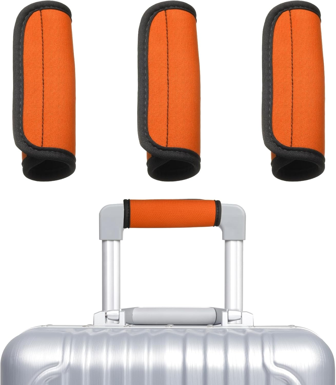 uxcell 3 Pcs Luggage Handle Wrap for Suitcase, Neoprene Handbag Grip Cover Protector Luggage Identifiers Suitcase Handle Wraps for Luggage Shopping Bag Travel Bags, Orange