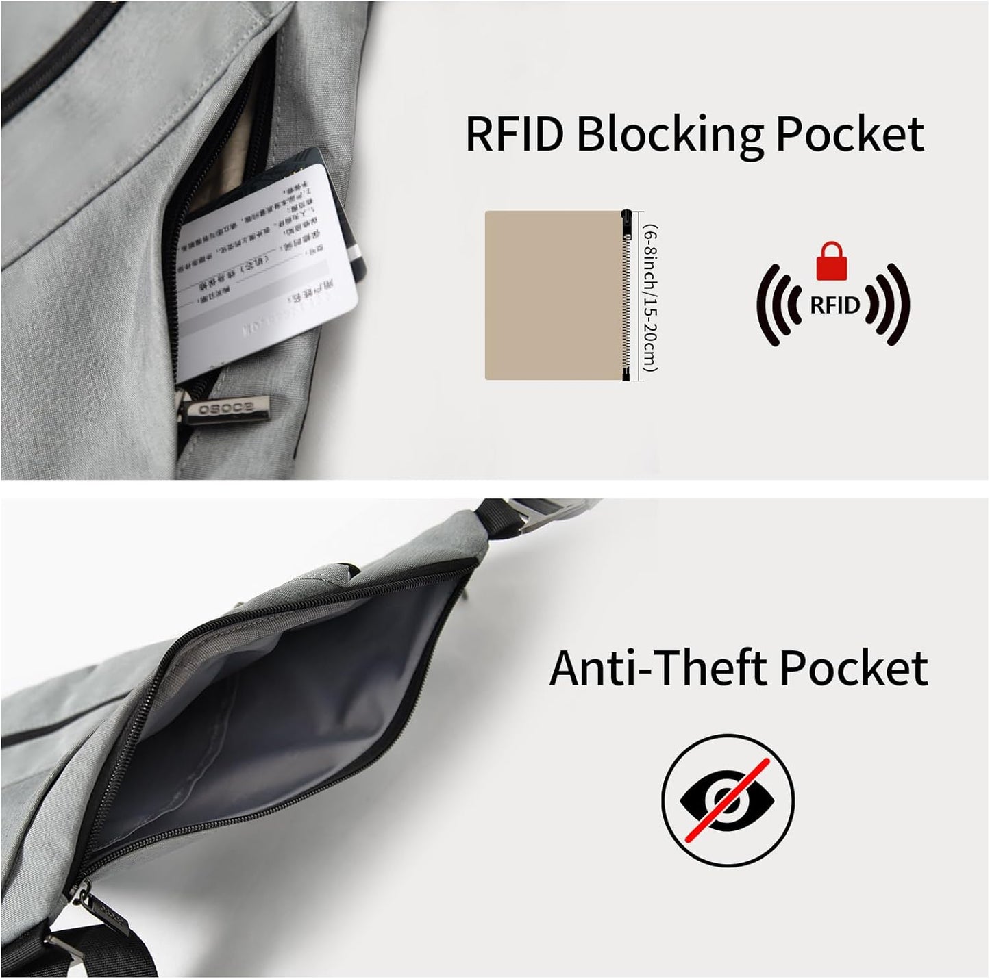 Sling Bag for Men,RFID Crossbody Hiking Backpack Chest Shoulder Tactical Bag with Water Bottle Bag