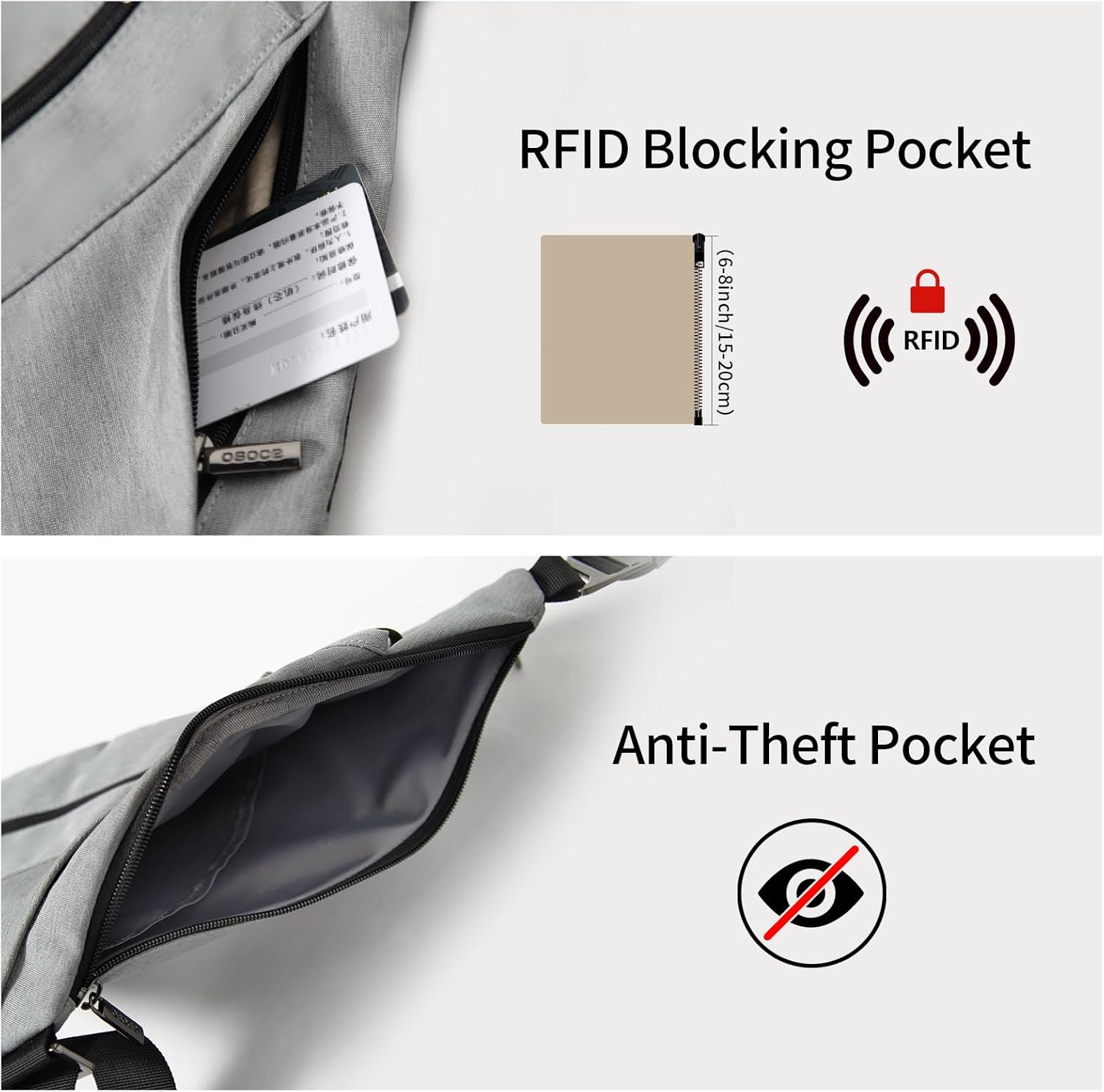 Sling Bag for Men,RFID Crossbody Hiking Backpack Chest Shoulder Tactical Bag with Water Bottle Bag